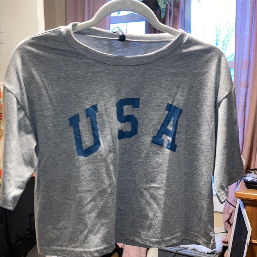 Grey USA crop top